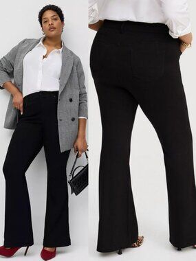 Torrid Black Studio Ponte Knit High Rise Flare Pants